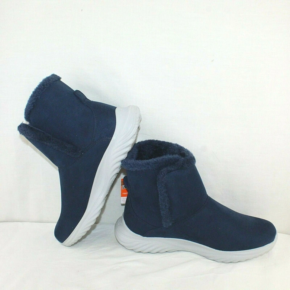 BOTAS DEPORTIVAS CHEEKS Mujer Tacón Bajo Sin Cordones Tela Azul Marino Tallas 7 M y 8 M NUEVAS Foto 3 de 4