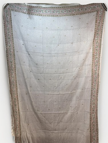 VTG Indian Cotton Gold Gilted Saree Wrap Fabric Print Sari Ethnic Sarong 42”X72” - 第 1/9 張圖片