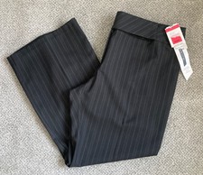 M S Size 18 Short Ladies Grey Mix Boot Leg Smart Tailored Trousers BNWT