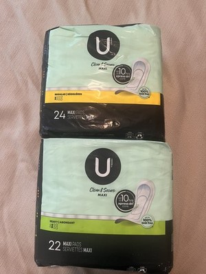 U by KOTEX Clean & Secure Maxi Regular & Heavy Pack of 2 NEW SEALED 