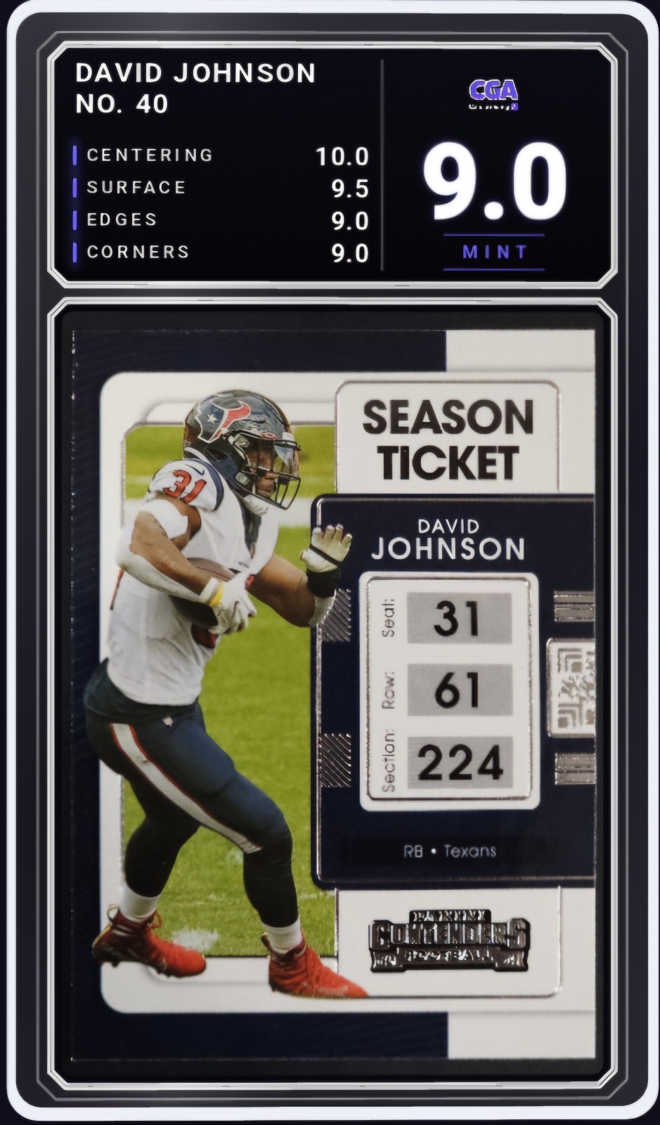 2021 Panini Contenders #40 David Johnson Houston Texans - CGA 9.0 Digital Grade