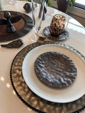 3 JAN BARBOGLIO iron plates 🌹 RETIRED 7" Hand Forged SIGNED coasters