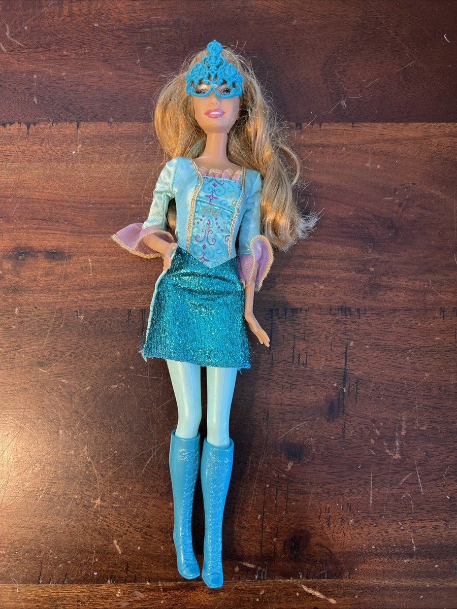 Barbie 2008 Aramina The Three Musketeers Doll Teal Sparkle Dress Mask Mattel