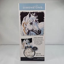 New Dimensions White Horse Latch Hook Kit 72-75200 12x12 Printed Craft NWT