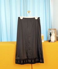 ILGWU Bregstein Undergarment Co Black SATIN Skirt HALF SLIP Women's Small VTG