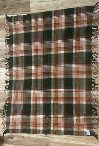 Faribo Blanket Faribault Woolen Mills Red Plaid Fringed Acrylic Throw 52”x60”