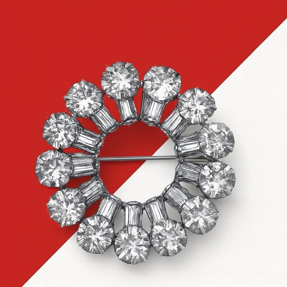 Брошь из нержавеющей стали с прозрачными фианитами для женщин совершенно новая модная бижутерия - Изображение 3 из 4