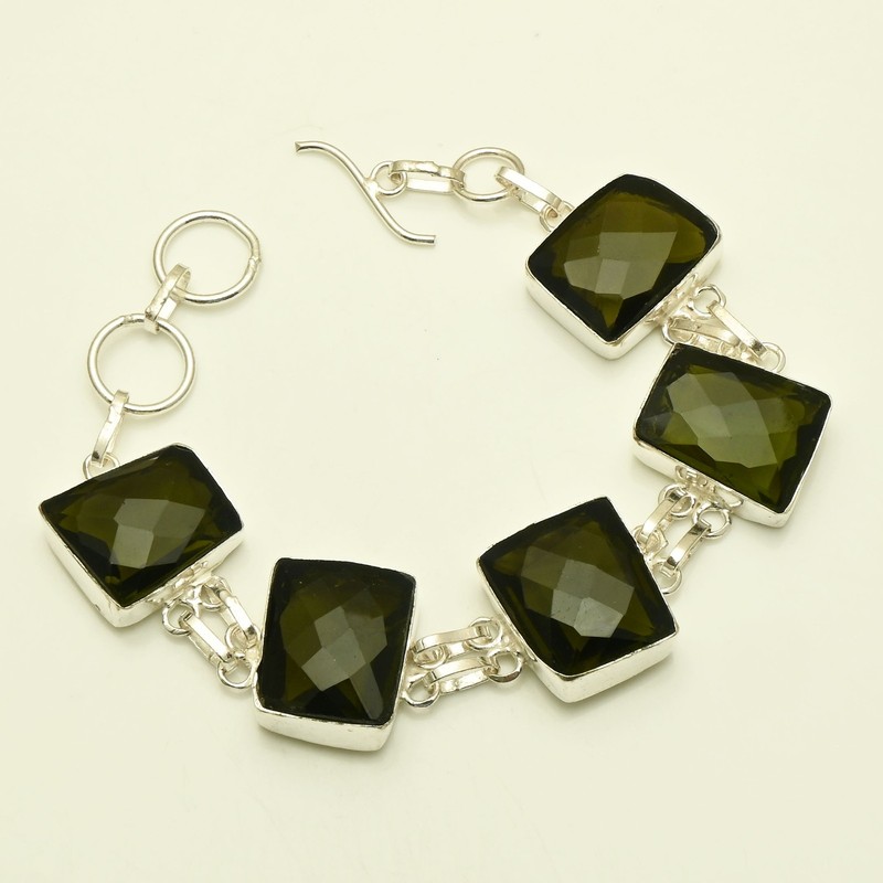Green Amethyst Gemstone Handmade Bracelet Jewelry 31 Gms For Unisex AB 79698