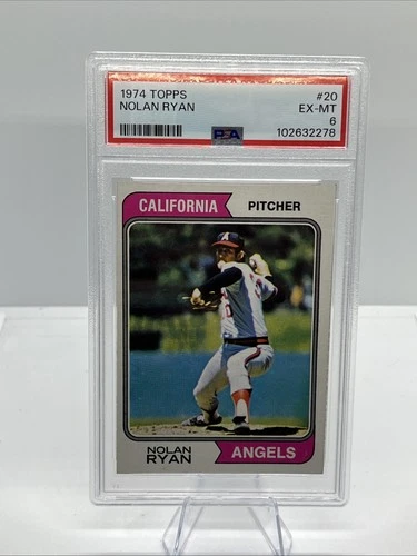 🔥NOLAN RYAN 1974 TOPPS BASEBALL CARD #20 PSA 6 ANGELS HOF