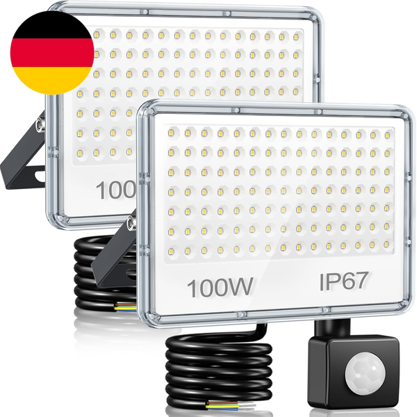 Yiqibro 100W Led Strahler Mit Bewegungsmelder AußEn - 2 StüCk 10000LM Scheinwerf-image