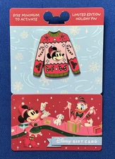 Disney Pin - 2024 Holiday Gift Card Minnie Christmas Sweater Pullover $0 Card