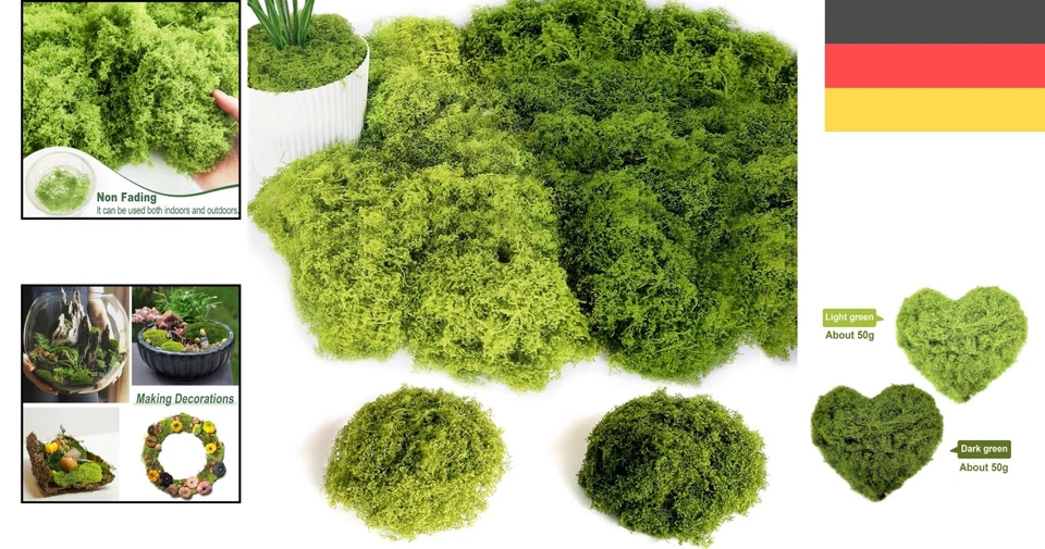 Kunstmoos, Bastelmoos, Dekomoos, Aquarienmoos, Modellbau, 100g, grün - Bild 2 von 4