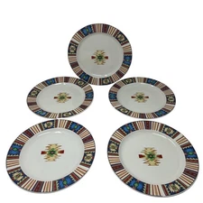 Tienshan Dinner Plate TIE22 Stoneware Southwestern 10 1/2" Set of 5 Vintage