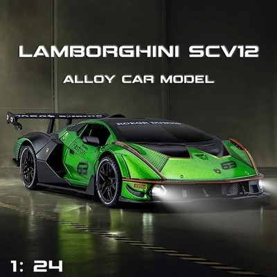 Maßstab 1:24 Lamborghini SCV12 Diecast Automodell mit Sound gefederte Aktion