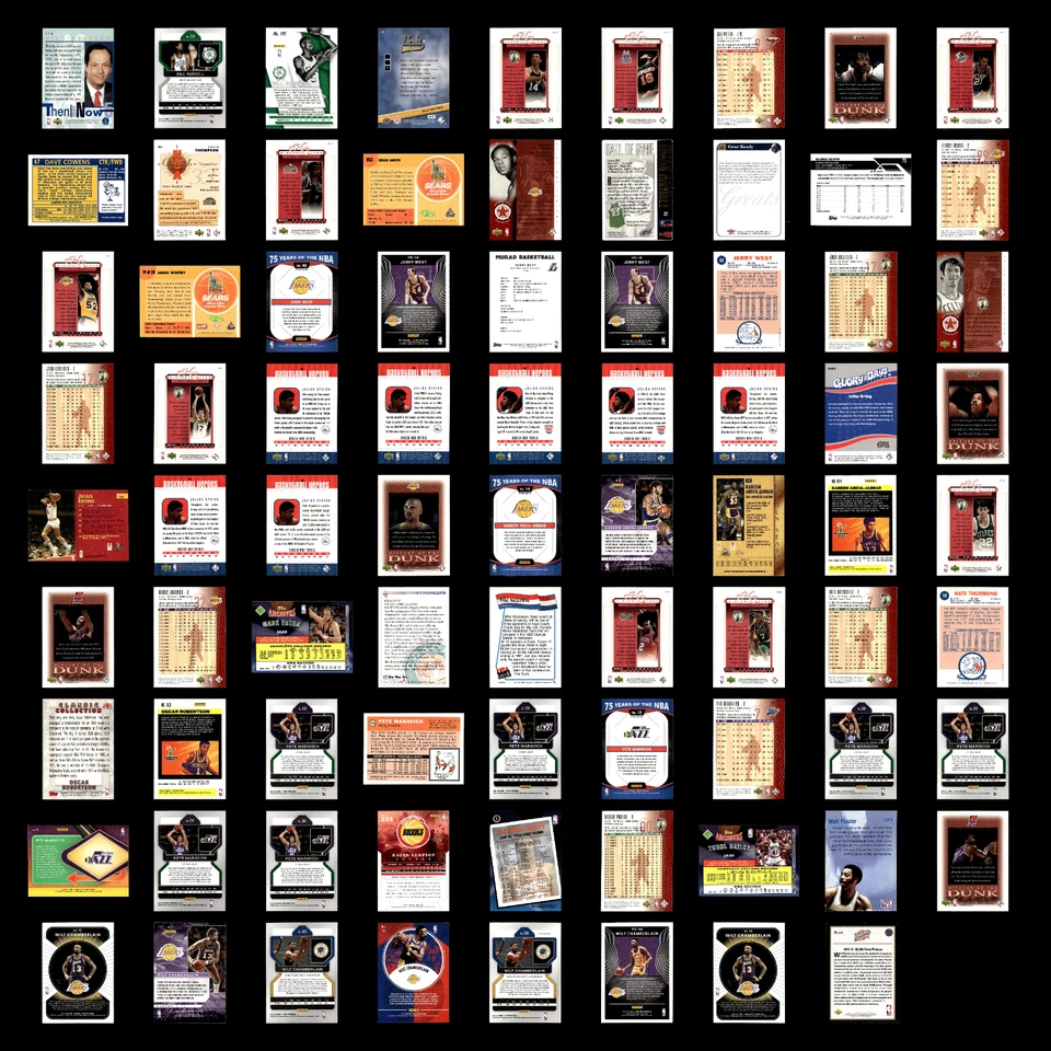 Lote (80) Inserciones/Reimpresiones/Plata/Maravich de Jugadores de Baloncesto NBA/Jugadores de la Vieja Escuela Foto 2 de 4