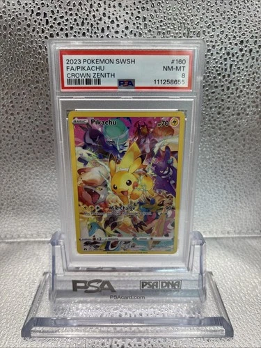 2023 POKEMON SWORD & SHIELD CROWN ZENITH #160 FULL ART/PIKACHU PSA 8