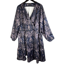 Lane Bryant Dress Womens 22 Faux‎ Wrap Paisley Long Sleeve Elastic Waist Classic