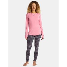 ClimateRight by Cuddl Duds 2-Piece Base Layer Set Small Grey Tartan