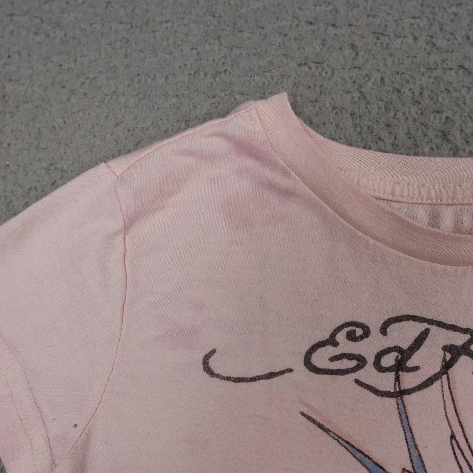 Camisa Ed Hardy Niñas Pequeña Rosa Golondrina Rosa Tatuaje Gráfico Camiseta EHW1104-17 Foto 4 de 4