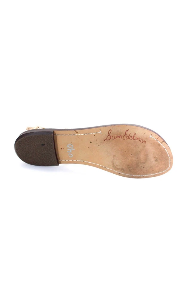 Sandalias Sam Edelman para mujer con estampado de animales metálicas con correa hebilla doradas talla 7 Foto 4 de 4