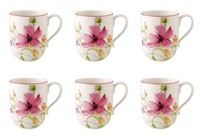 Villeroy & Boch Mariefleur Basic 6Er Set Latte Macchiato Becher Oval Porzellan