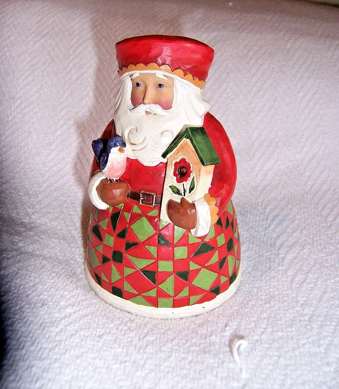Jim Shore Cozy Christmas 5" Santa Figurine with Blue Bird, Birdhouse 2011 Enesco