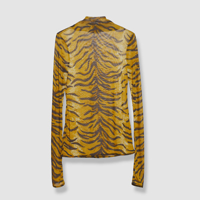 $1050 Jil Sander Women's Brown Tiger Print Long Sleeve Silk Top Size DE 42/US 12