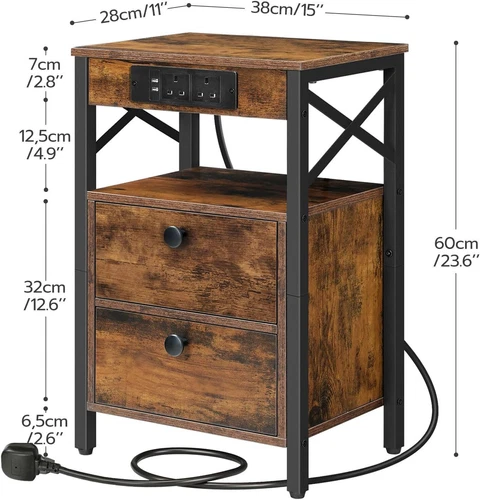 HOOBRO Side Table Coffee Table End Table NightStand Bedside Table with 2 Drawers - Picture 6 of 36