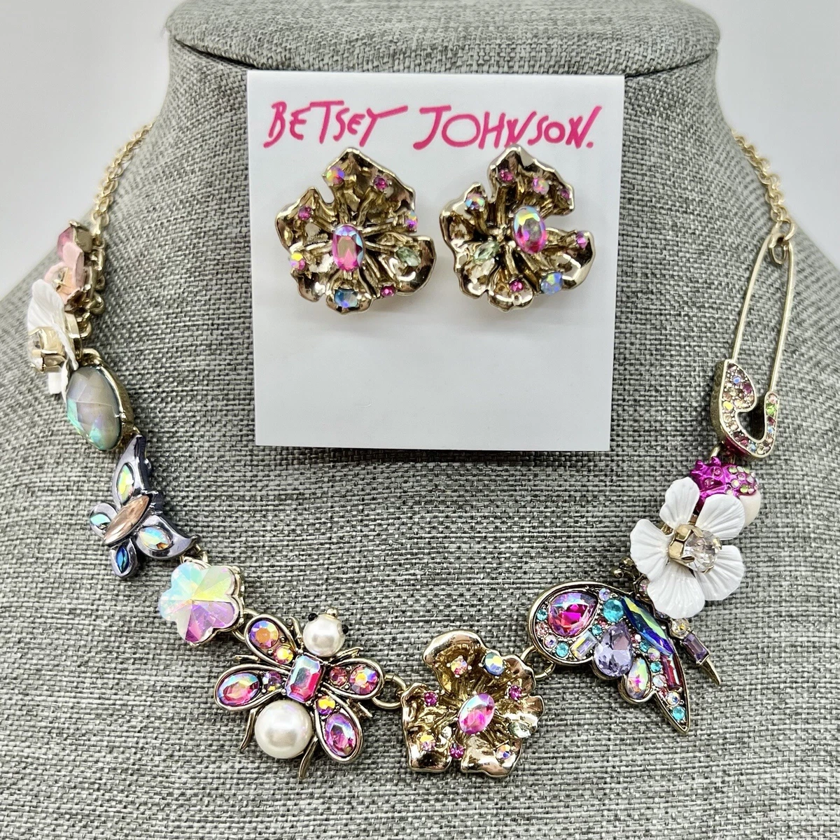 Betsey Johnson 'Blooming Betsey' Necklace & Earring Set NWT/HTF