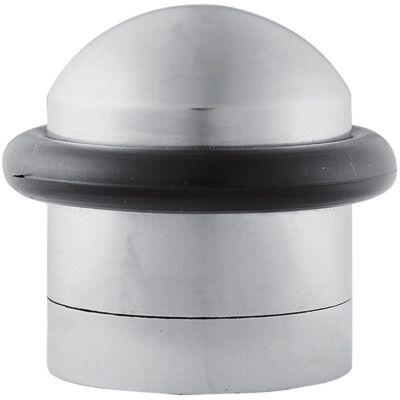 Kuppelplatte Bodenmontage Türstopper Gummipuffer 38 mm Durchmesser Satin Chrom