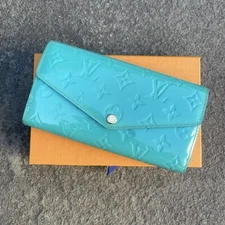 Louis Vuitton Monogram Teal Vernis Sarah Wallet Envelope Shape Patent Leather
