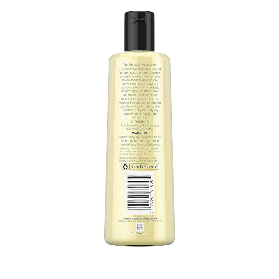 Neutrogena Body Oil Moisturizing Light Sesame Fragrance Free Soft Skin ...