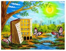 Eugene Poliarush Signed Ukrainian Original 30x40 Oil on Canvas "Unique Building"