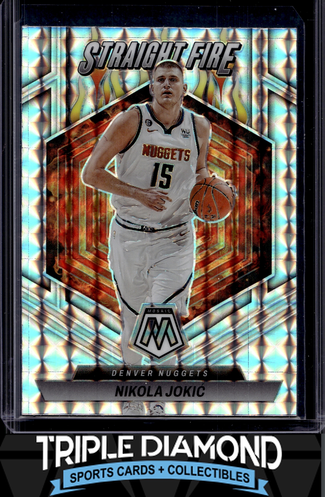 2022-23 Panini Mosaic Nikola Jokic Straight Fire Silver Mosaic Prizm K365