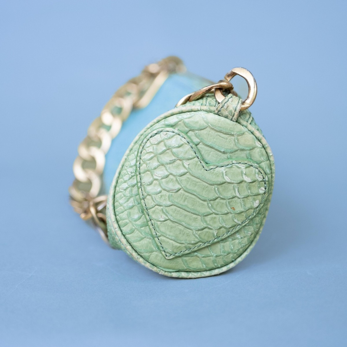 RARE VINTAGE Juicy Couture Green Leather Y2K Barrel Bag Heart