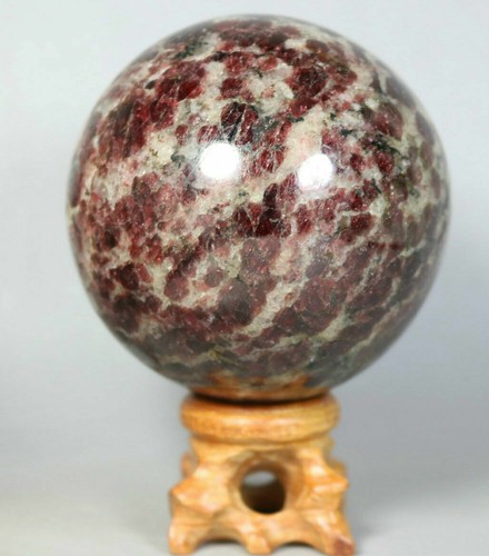 1.12lb Natural Almandine Wine Red Garnet Crystal Sphere Ball w/Rosewood Stand - Picture 9 of 11