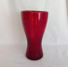 Vintage Mid Century Whitefriars Ruby Red Soda Glass Vase 6.75"