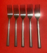 5 Piece Cambridge Dublin Stainless Dinner Fork Flatware Satin Glossy 7"