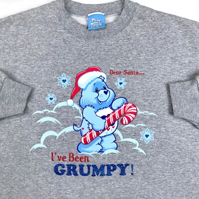 vtg 2004 CARE BEARS Grumpy FREEZE Crewneck Sweatshirt XL christmas cartoon y2k