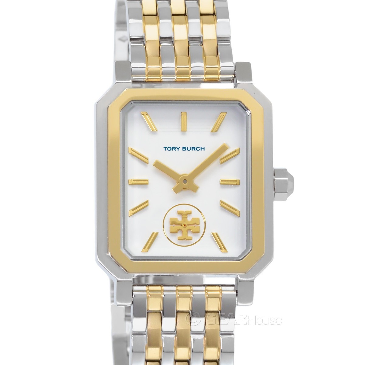 Tory Burch Robinson Womens Two-Tone Gold Silver Watch, White