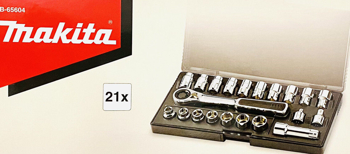 Makita B-65604 Steckschlüsselsatz – 21-teilig, Handbetrieben, Original Makita Qualität