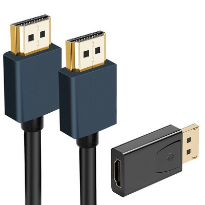 6f/2m HDMI to HDMI Cable & DisplayPort to HDMI Adapter Converter for Macbook Pro