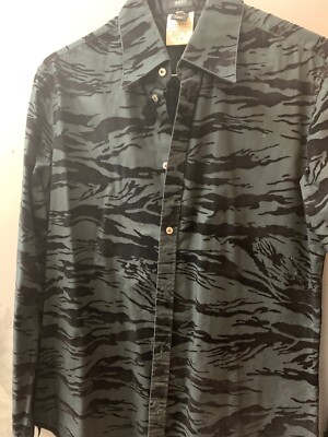 Versus Versace Mens Black Leopard Print Shirt 38