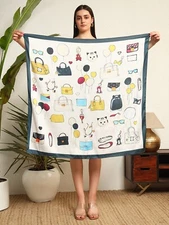 100% Mulberry Silk 40" Square Scarf Women Neckerchief Wrap White Inseparable