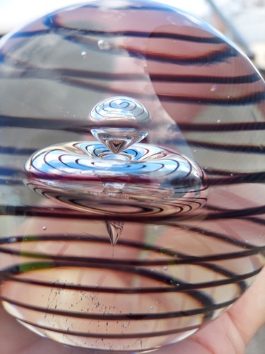 Paper Weight. Clear With Black Spiral. Crystal Figure Inside. - Picture 2 of 9