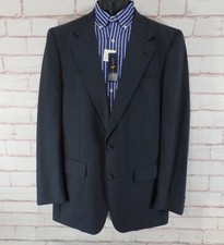 VTG Burberry Mens 40L Gray Sport Coat Suit Jacket Striped 2 Button Front USA