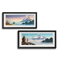 2xSet of Beautiful Painting of Mountains