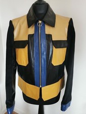 Tory Burch Tristan Leather Jacket Black W/ Yellow Accents Uk 12 (bnwt) Rrp £1200