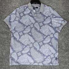Daniel Cremieux Polo Shirt Mens Large Blue Paisley Short Sleeve Cotton Adult