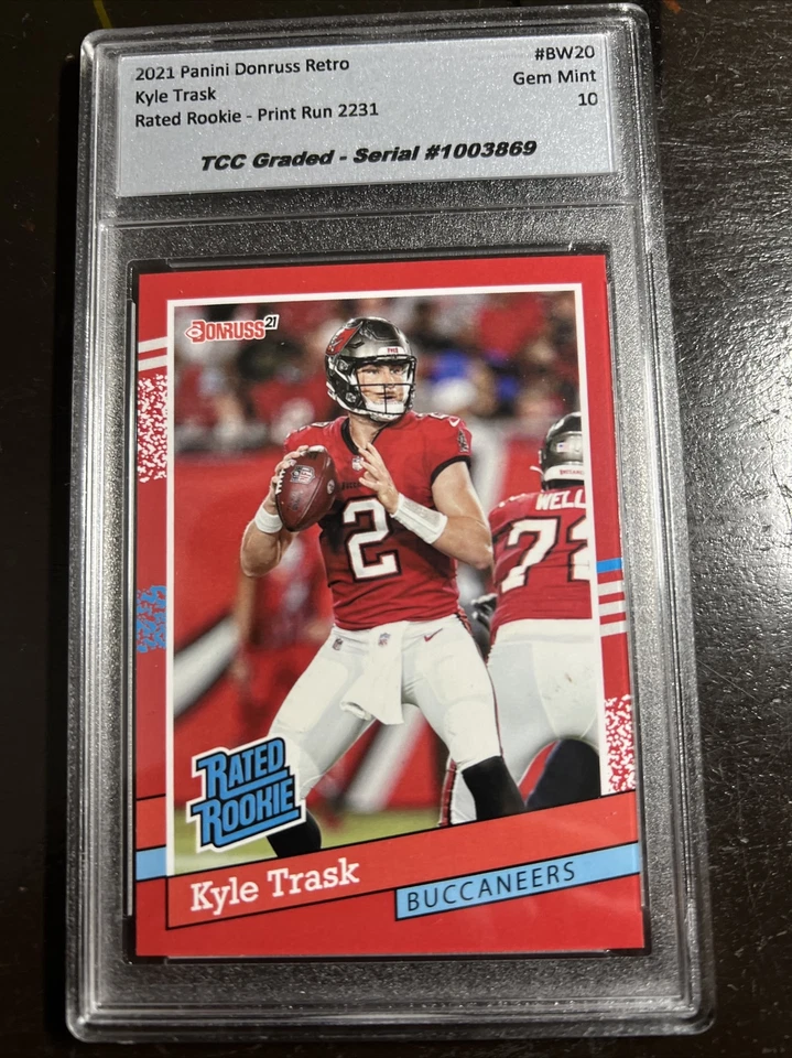 2021 Donruss Rated Rookie Retro Kyle Trask BW20 TCC Graded Gem Mint 10 - Image 3 of 4